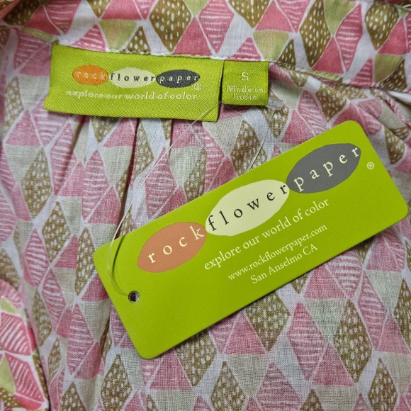 NWT Rock Flower Paper Long Sleeve Popover Geometric Print Beach Tunic Size Small - Picture 5 of 7